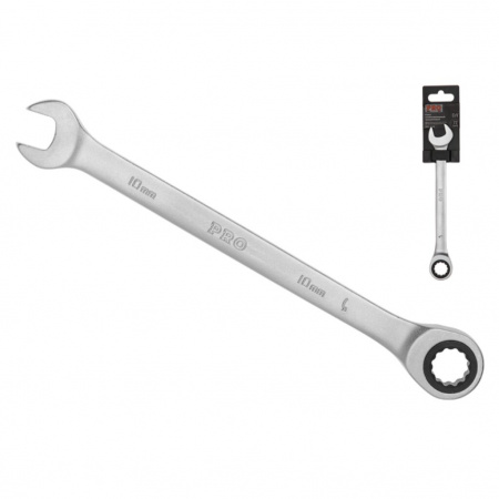 Ключ комбинированный трещоточный, 10 мм, сатинированный, CrV Pro Startul,  (арт. 377168)