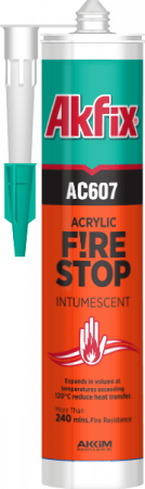 Akfix AC607 Огнестойкий акриловый герметик, 310 мл./12шт Белый (арт AA701 )