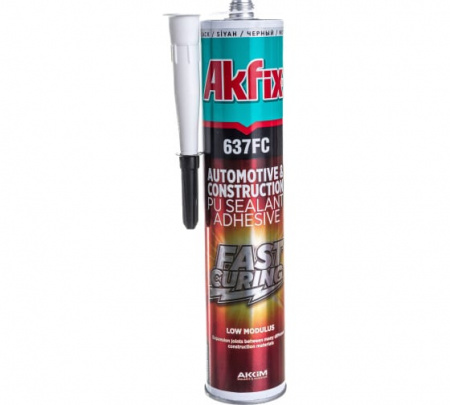 Akfix 637FC полиуретановый  клей-герметик быстросохнущий, 310 мл. Черный ( 12 шт)