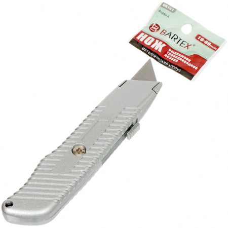 Нож с отламывающим лезвием ТРАПЕЦИЯ 150 мм, металл, выдвижное,  19 х 60 мм,  Bartex (арт.176374)